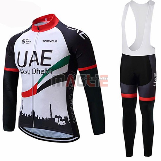 Maglia UCI Mondo Campione UAE Manica Lunga 2019 Bianco Nero Rosso